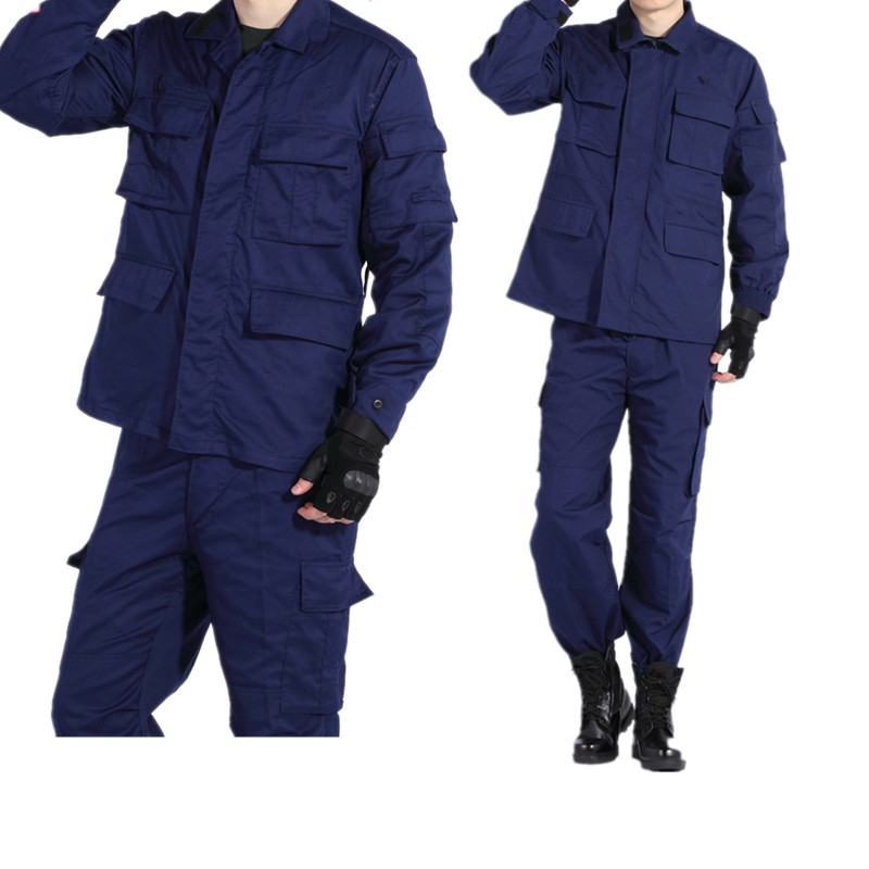 深蓝色夏季工作服户外运动攀爬防护冬季加厚耐磨作训工作服套装