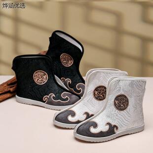 中国风古装儿童绣花鞋男童侠客复古官靴古风戏曲男女靴子