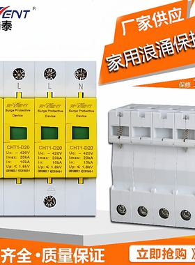 腾泰4P20KA家用避雷器防雷电击保护开关20A模块电源浪涌保护器