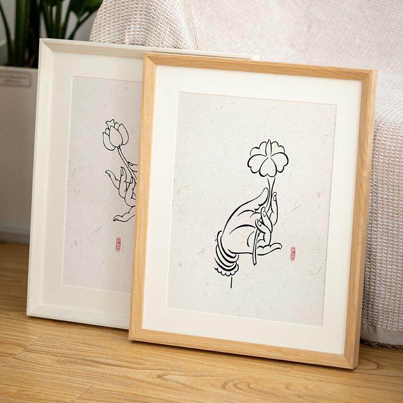 实木相框挂墙a3A4纸画框中式8K4开素描油画拼图框架装裱自装12寸