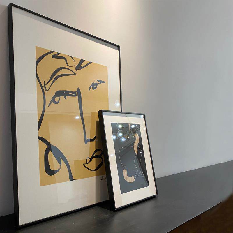 A6L黑色窄边铝合金画框4k定 制拼图框海报框广告外框金属相框挂墙