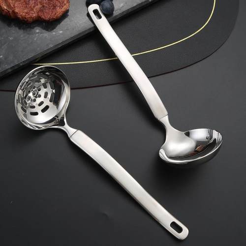 304不锈钢汤勺汤壳 家用火锅漏勺长柄分菜公用勺盛汤勺带挂钩