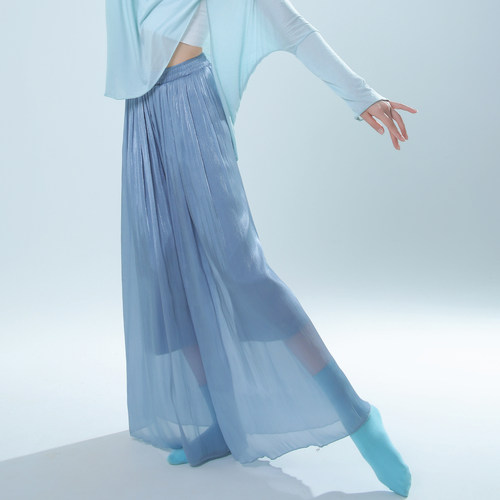 青蝶舞古典舞服裤子复古鎏光飘逸长裤阔腿裤垂感宽松气质裙裤女