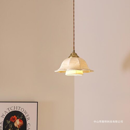 法式中古花瓣卧室床头小吊灯南洋风美式复古氛围主卧吧台布艺吊灯