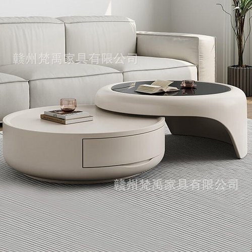 2025新款奶油风圆形茶几客厅家用小户型现代简约轻奢高级感茶几