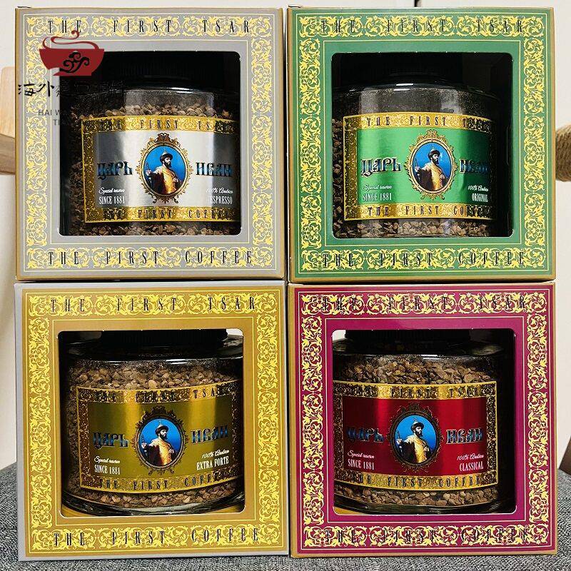 俄罗斯进口纯黑咖啡粉礼盒装伊凡雷帝沙皇系列冻干速溶无蔗糖110g