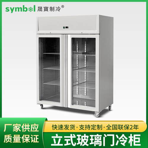 出口立式玻璃门商用展示冷柜 商场保鲜柜 双门大容量冷藏柜陈列柜