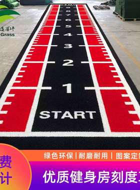 绿色蓝色健身房刻度白线跑道草坪室内彩色幼儿园仿真草工厂直销