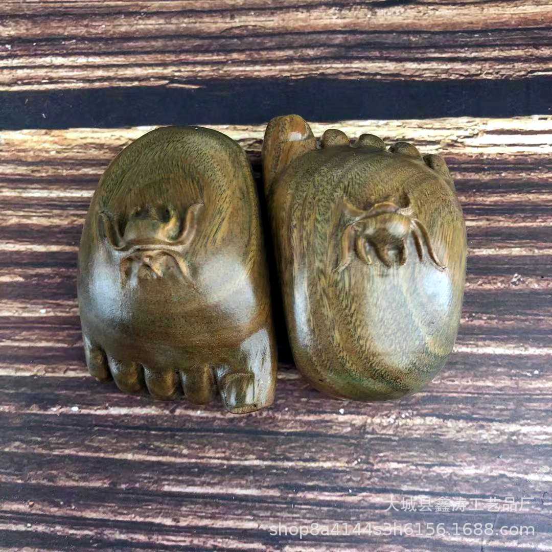 绿檀木手把件知足脚丫木质手把件工艺品挂件汽车办工桌摆饰厂家优
