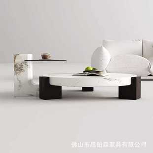 意式 大理石茶几客厅家用小户型轻奢大小圆形设计师款 高级法式 新款