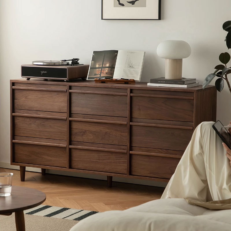 北美黑胡桃木九斗柜卧室客厅储物收纳家具实木靠墙床尾柜