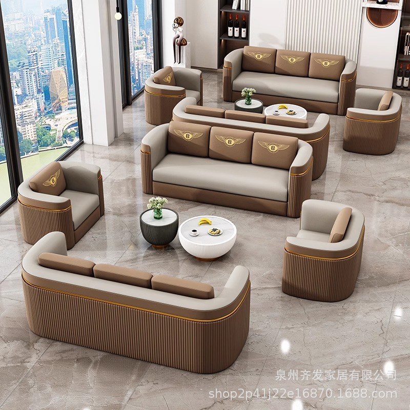 轻奢酒店会所咖啡厅大堂接待洽谈桌椅售楼处办公会客沙发茶几组合