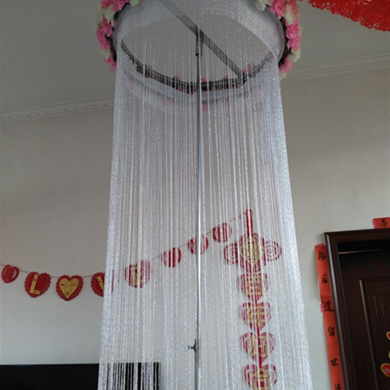 3米*2米米婚庆银丝线帘 婚礼吊顶圆环道具流苏帘 新疆西藏不发货