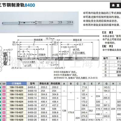 SUGATSUNE世嘉智尼蓝普LAMP三节钢制滑轨8400 现货 完全抽出