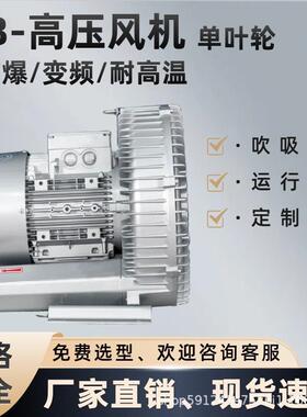 单叶轮高压风机RB-810-H07负压吸附气泵污水曝气漩涡鼓风机4.3KW