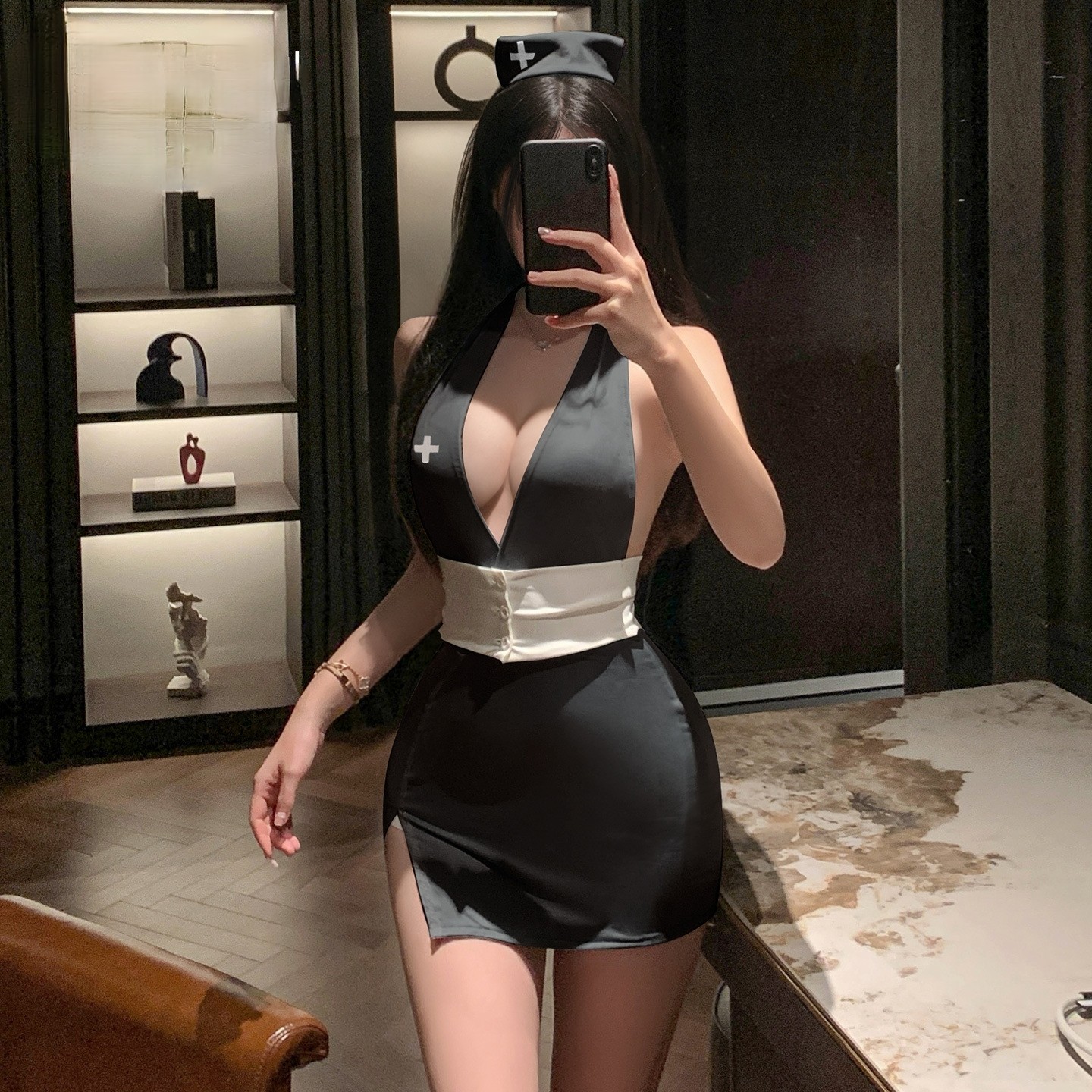 私人护士露胸性感包臀裙情趣内衣新款角色扮演调情纯欲侧开叉睡衣