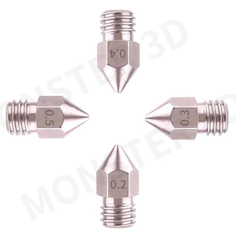 3D打印机配件1.75/3qmm耗材喷头挤出机喷嘴银色不锈钢喷嘴0.3-0.5