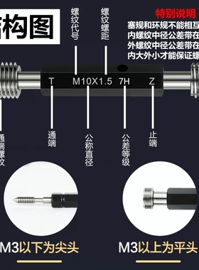 7H螺纹塞规/螺纹通止规/内螺纹塞规/螺纹牙规/通规止规M1-M20