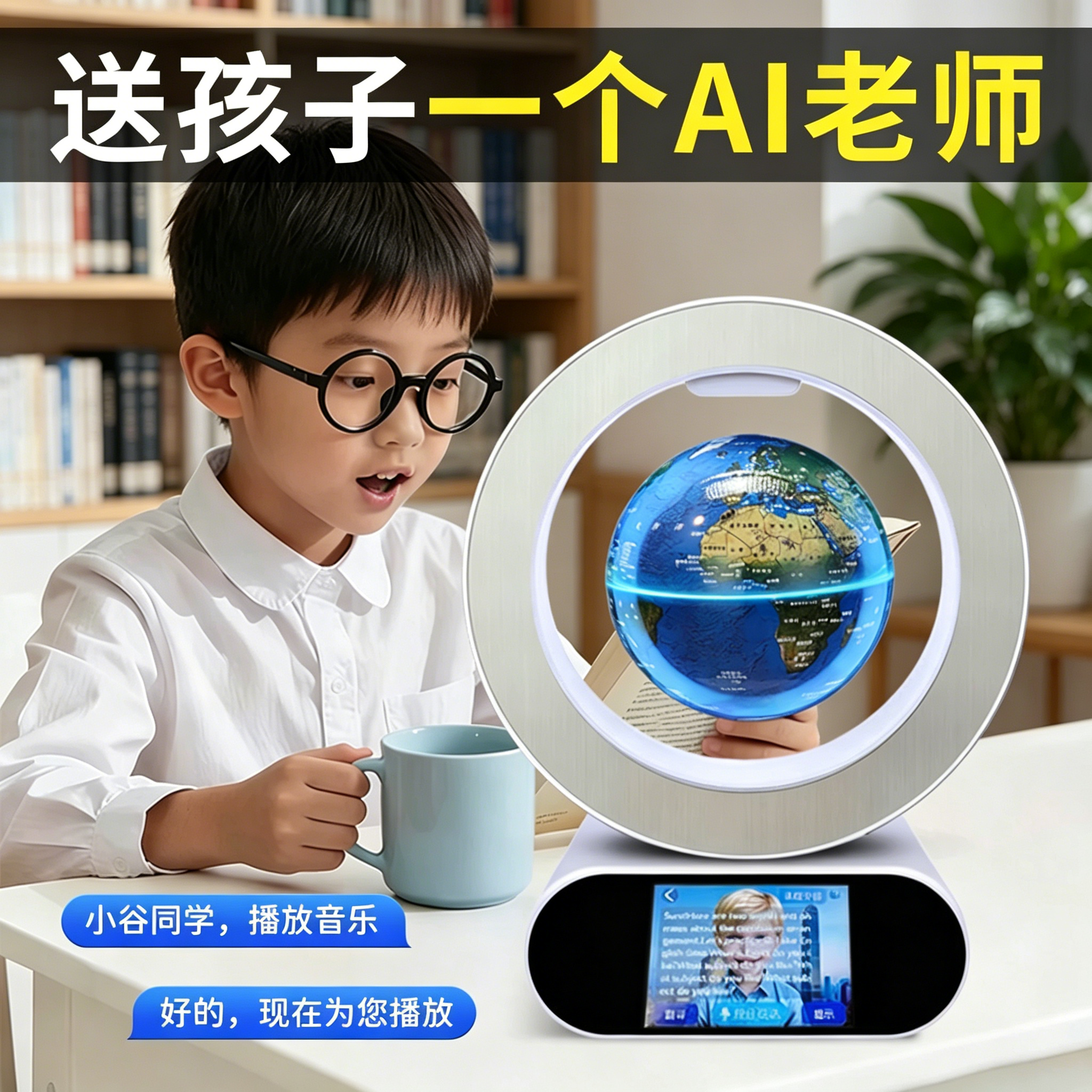 法国ai智能磁悬浮地球仪智能早教豆包陪伴机器人六一儿童节礼物