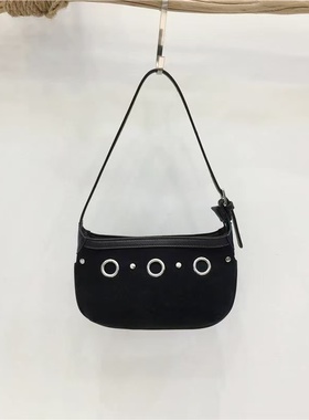 秋冬新款复古柳钉单肩腋下手提小方包女8288