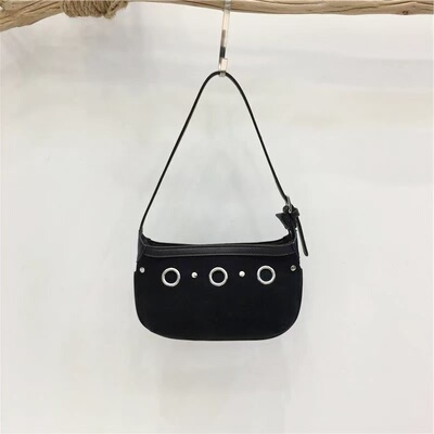 秋冬新款复古柳钉单肩腋下手提小方包女8288