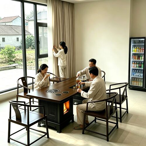 沃贝斯冬夏真火壁炉柴电一体炉
