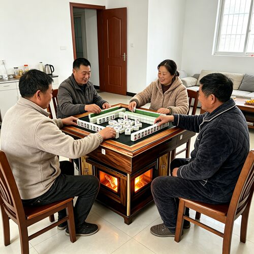 沃贝斯四面观火柴火壁炉麻将牌桌