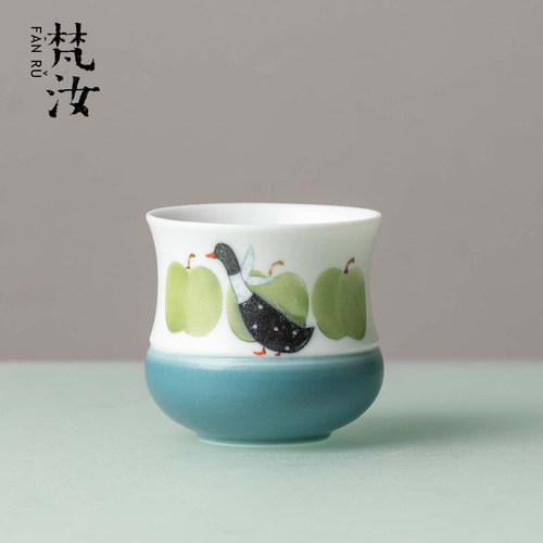 梵汝 陶瓷岁岁苹安鸭主人杯精致手绘个人专用杯创意茶杯品茗茶盏