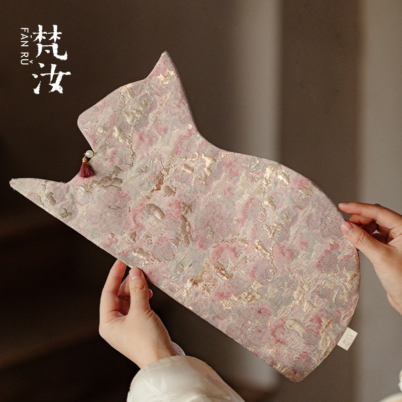 梵汝创意猫咪带珍珠流苏小茶席轻奢织锦缎茶桌垫高端干泡双面桌旗,餐饮具,茶道/零配,淘宝优惠券,粉丝福利购,淘宝优惠卷