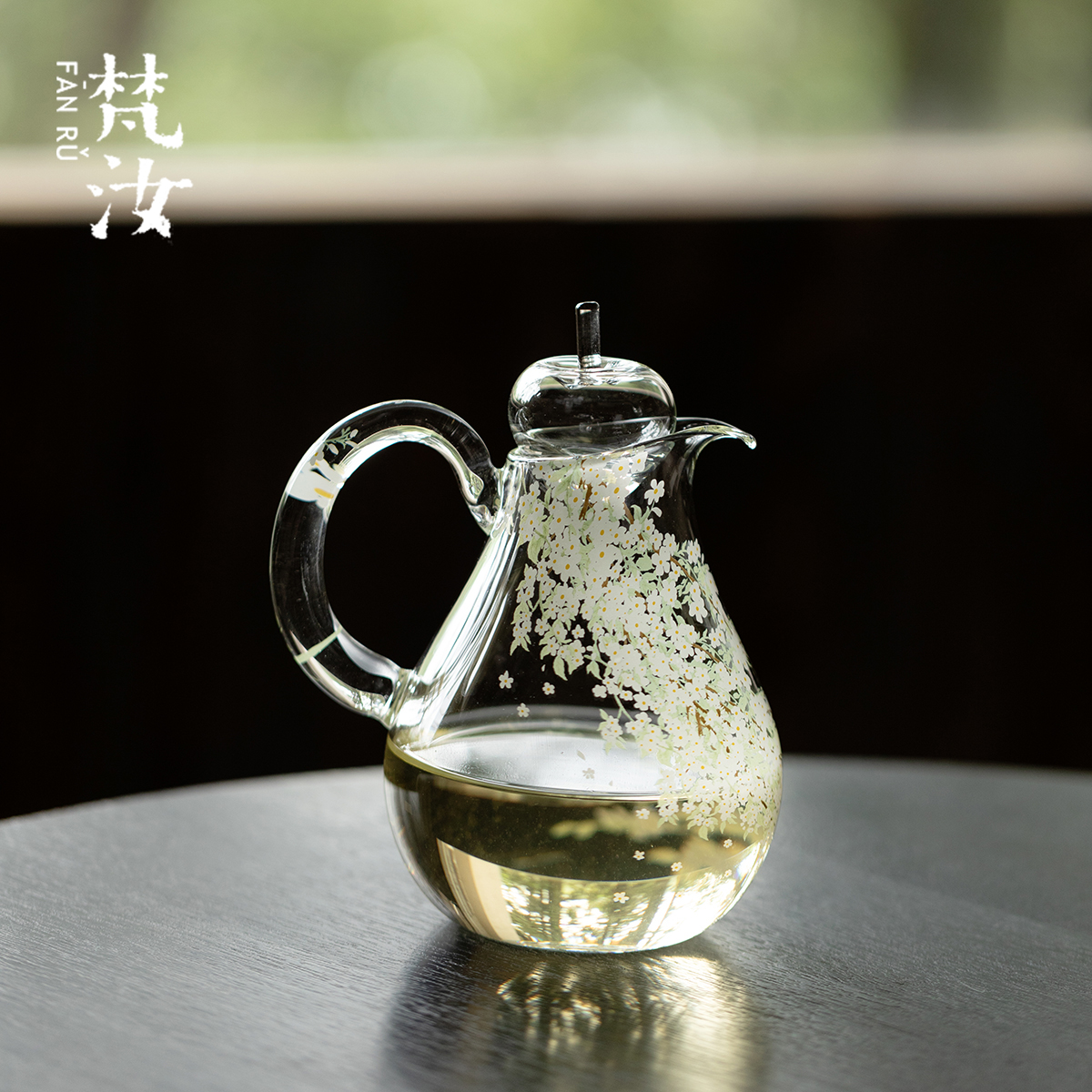 梵汝梨絮玻璃分酒器日式苹果花草分享壶手工精致小酒壶酒具冷泡壶