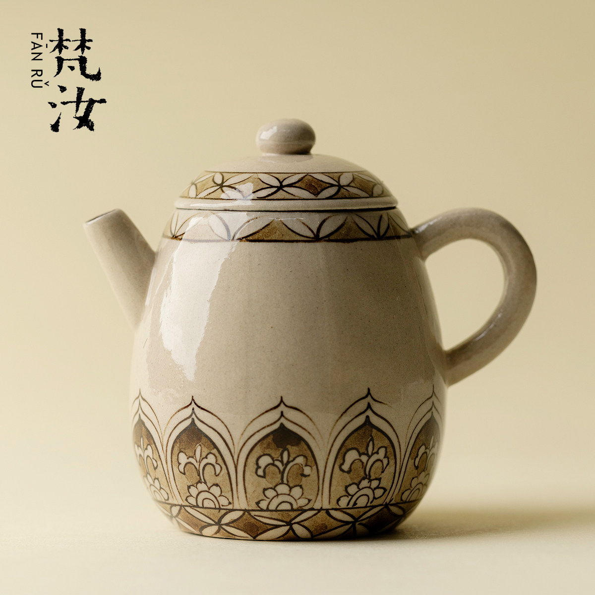 梵汝 原创手绘复古茶壶日式粗陶手工泡茶壶功夫茶具迷你小壶单壶