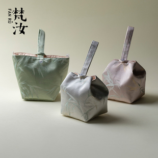 梵汝织锦缎布艺茶具收纳包盖碗茶壶防护包户外便携防磕碰旅行布袋