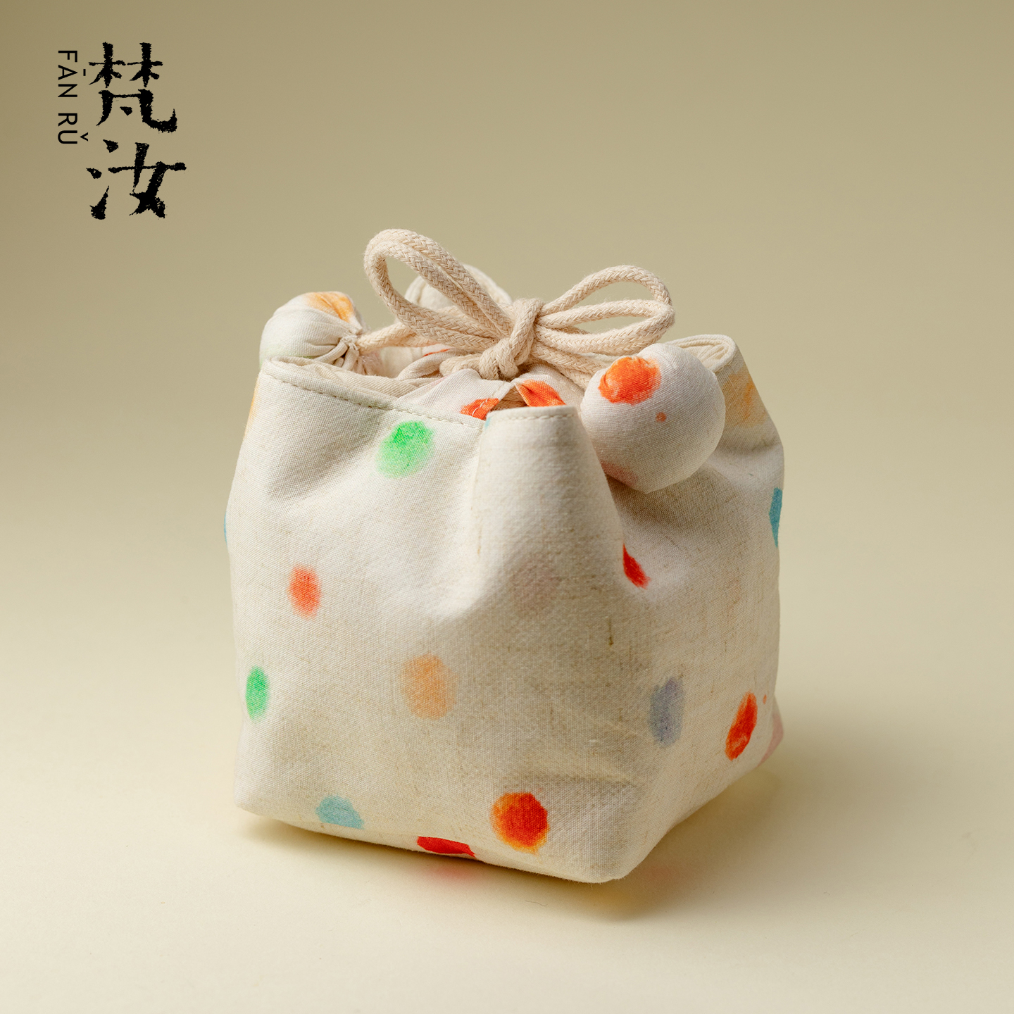 梵汝 手工布艺波点收纳包旅行茶具一壶四杯防护包户外便携茶事包