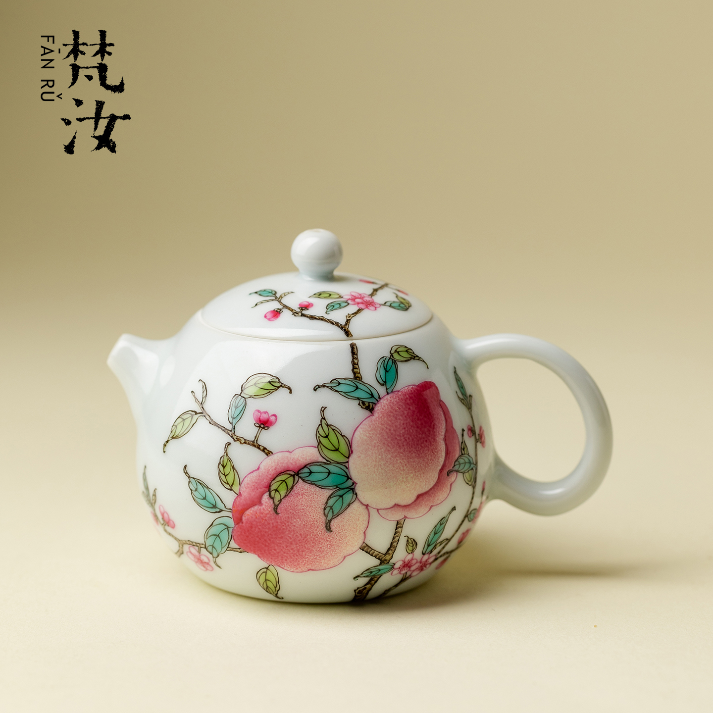 雅同集 高端粉彩手绘粉桃西施壶景德镇高端陶瓷手工茶壶茶具单壶