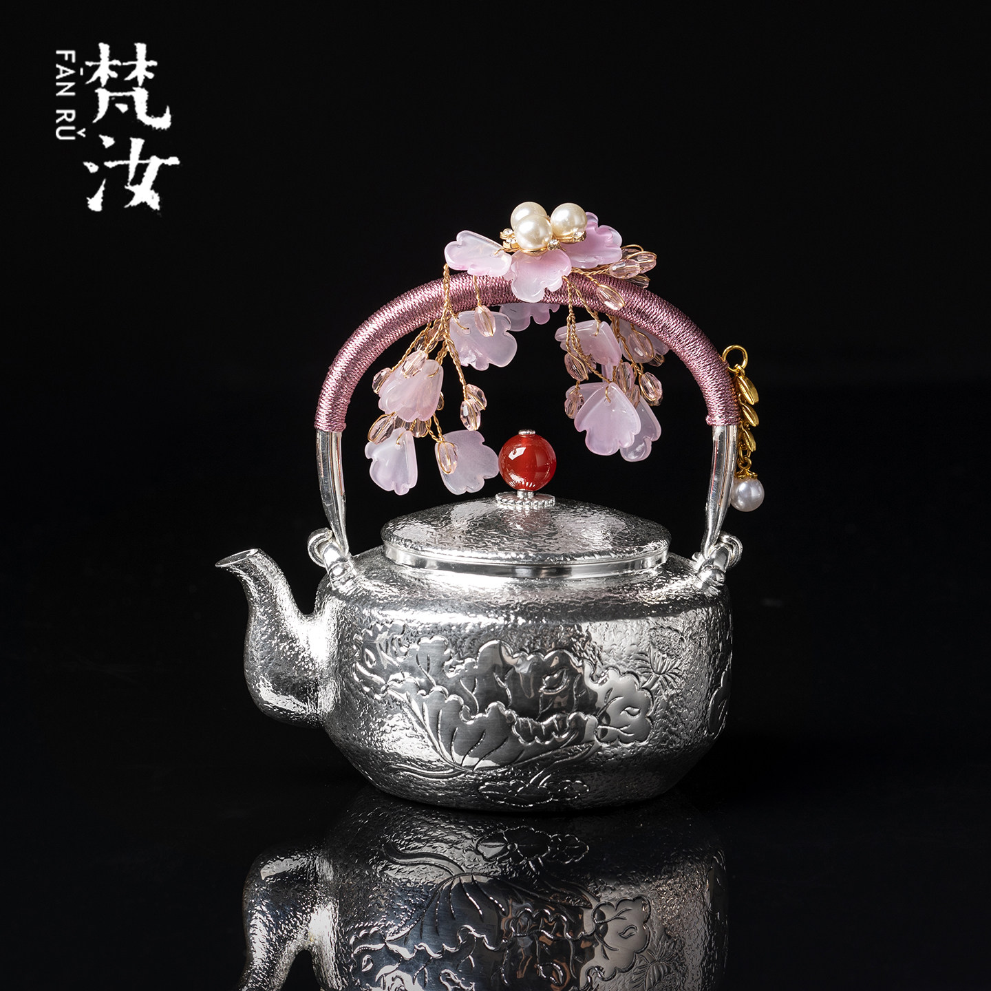 梵汝 高颜值银包铜提梁壶高档手工茶壶女士专用茶壶高级女士茶器