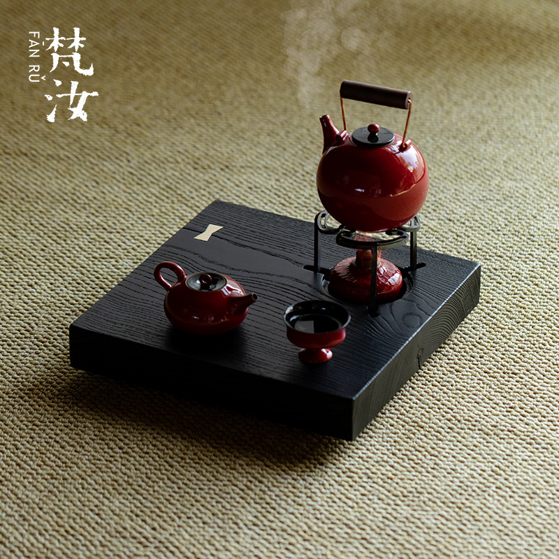 梵汝 日式炭黑烧水煮茶壶小茶桌创意酒精灯煮茶炉蜡烛温茶小茶台