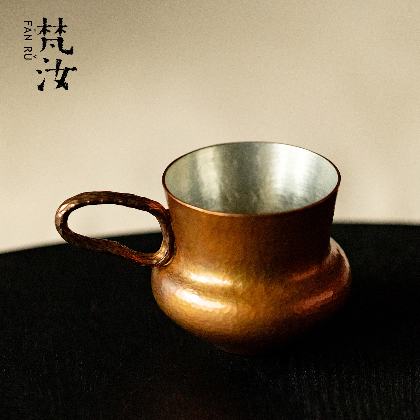 梵汝紫铜手工锤纹咖啡杯日式复古做旧早餐杯牛奶杯马克杯办公水杯