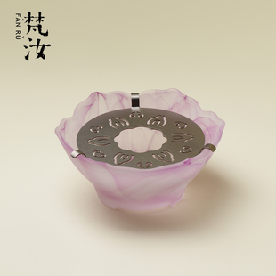 梵汝 粉彩琉璃温茶炉中式创意莲花蜡烛加热温茶器室内家用暖茶炉