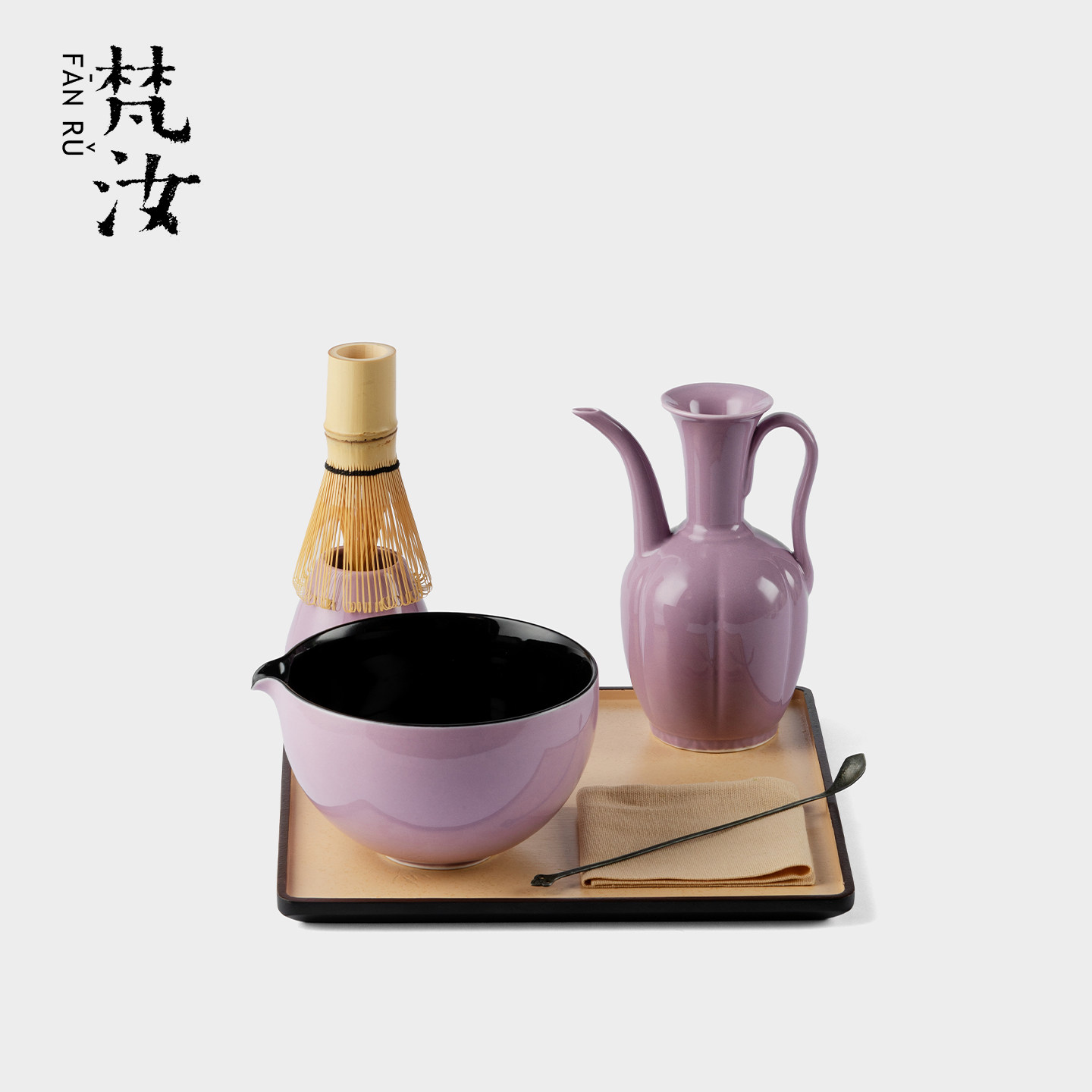 梵汝紫气东来抹茶碗打抹茶工具抹茶刷日本点茶碗套装带托盘抹茶杯