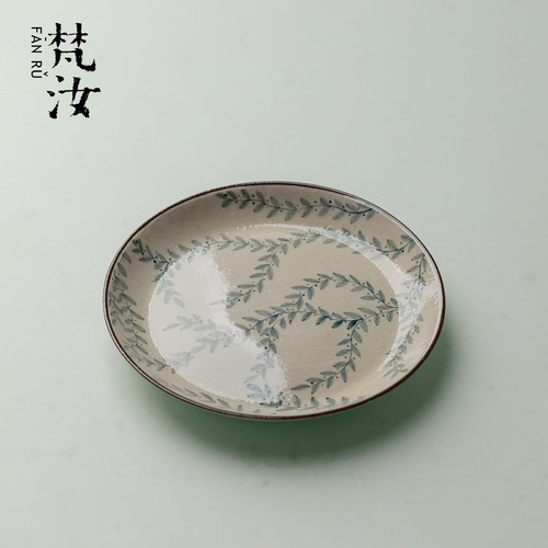 梵汝 陶瓷粉引青花手绘景德镇壶承复古釉下彩干泡盘茶壶盖碗茶托