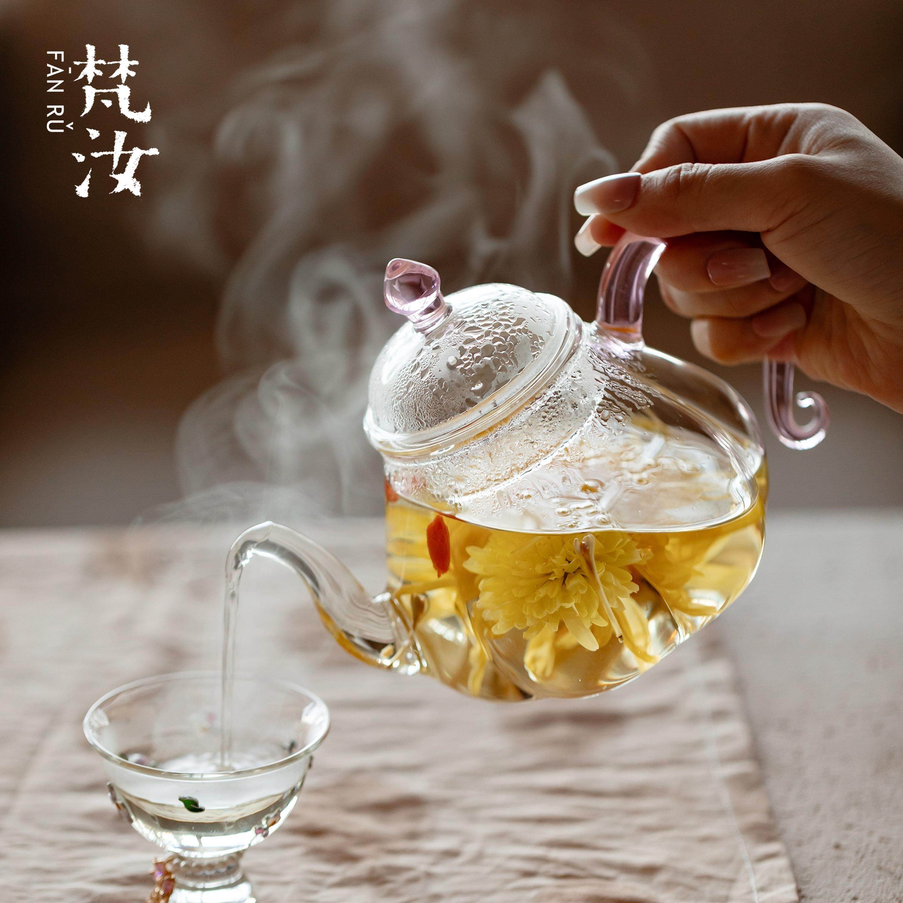 梵汝 耐高温玻璃壶带把温茶壶煮茶壶花茶壶功夫茶具喝茶温茶套装,餐饮具,茶壶,淘宝优惠券,粉丝福利购,淘宝优惠卷