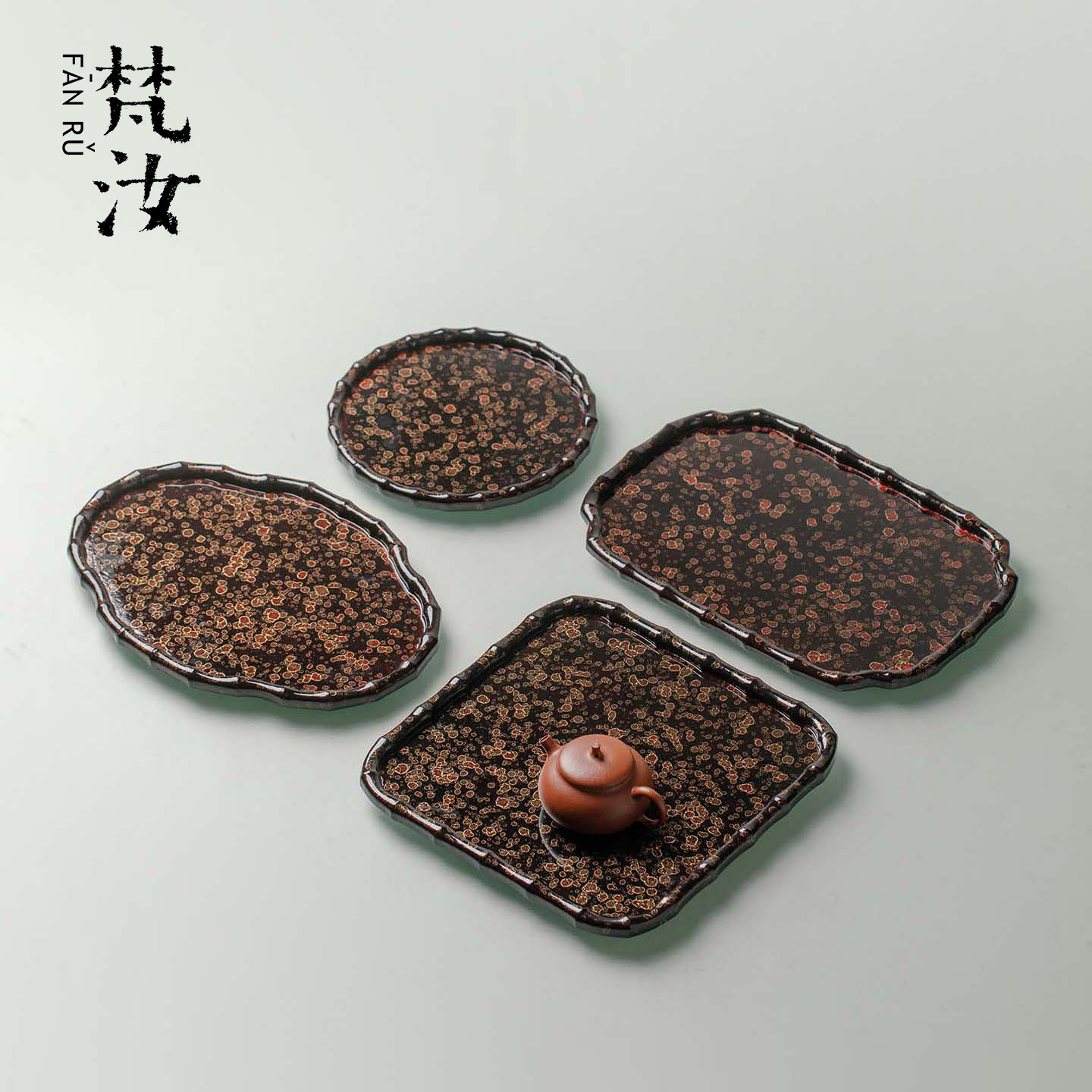 梵汝 手工天然楠竹漆器大漆茶盘一人饮办公室家用精致高档干泡台