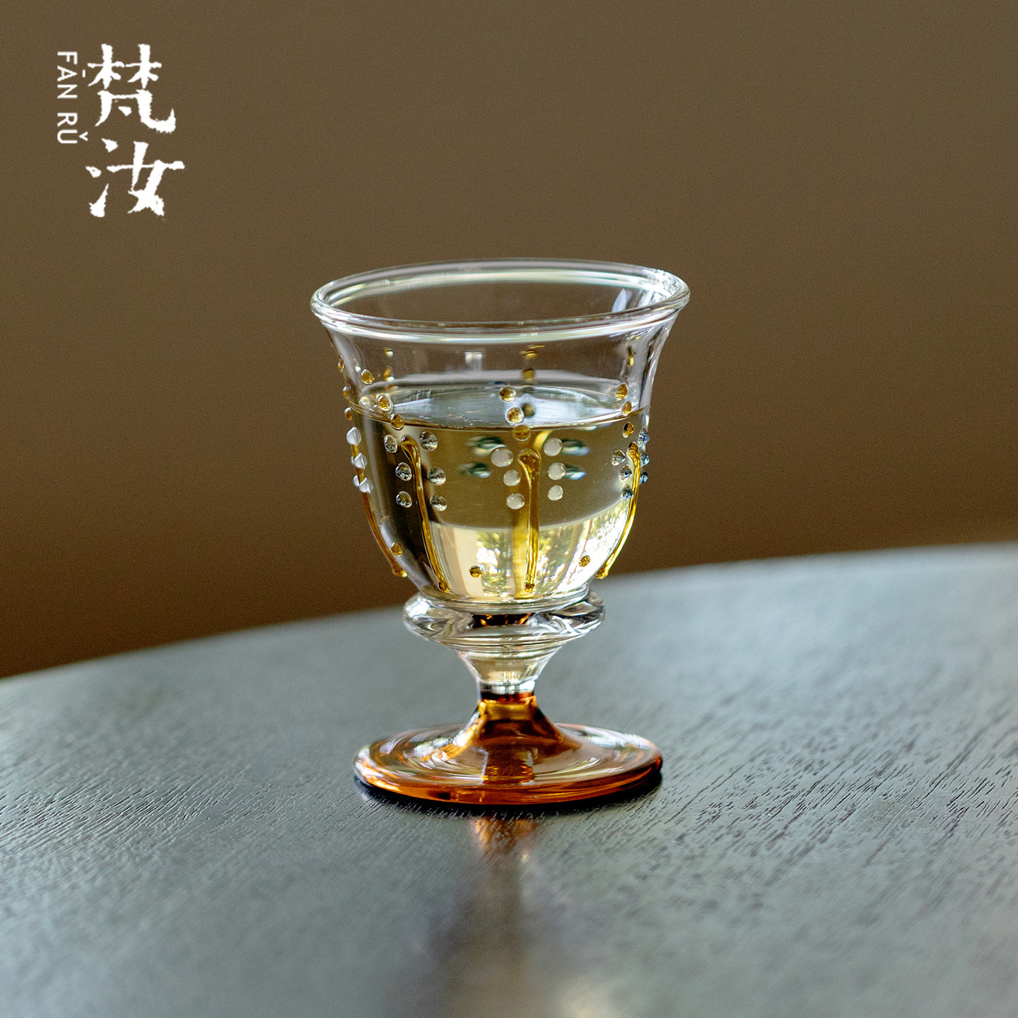 梵汝精致高足玻璃主人杯功夫茶杯高硼硅立体紫藤品茗杯女士专用杯