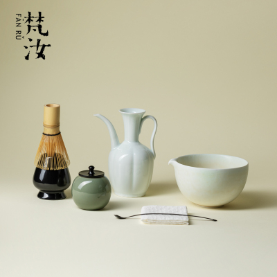梵汝 日式陶瓷抹茶碗宋代朴素点茶工具茶杯搅拌器抹茶刷茶筅套装