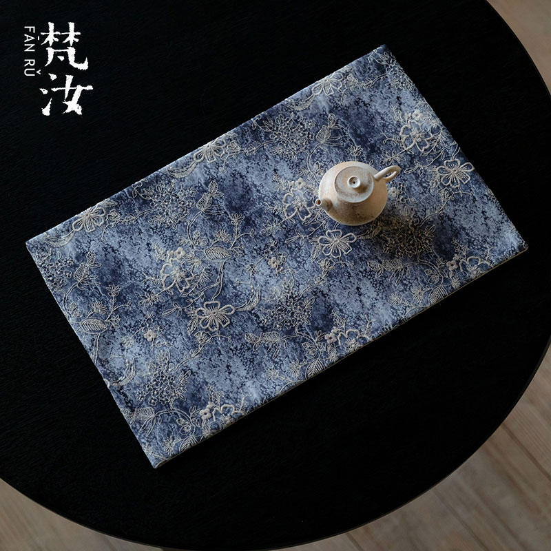 梵汝日系棉麻植物染手工茶席高级感布艺干泡席茶桌垫子桌旗一人席