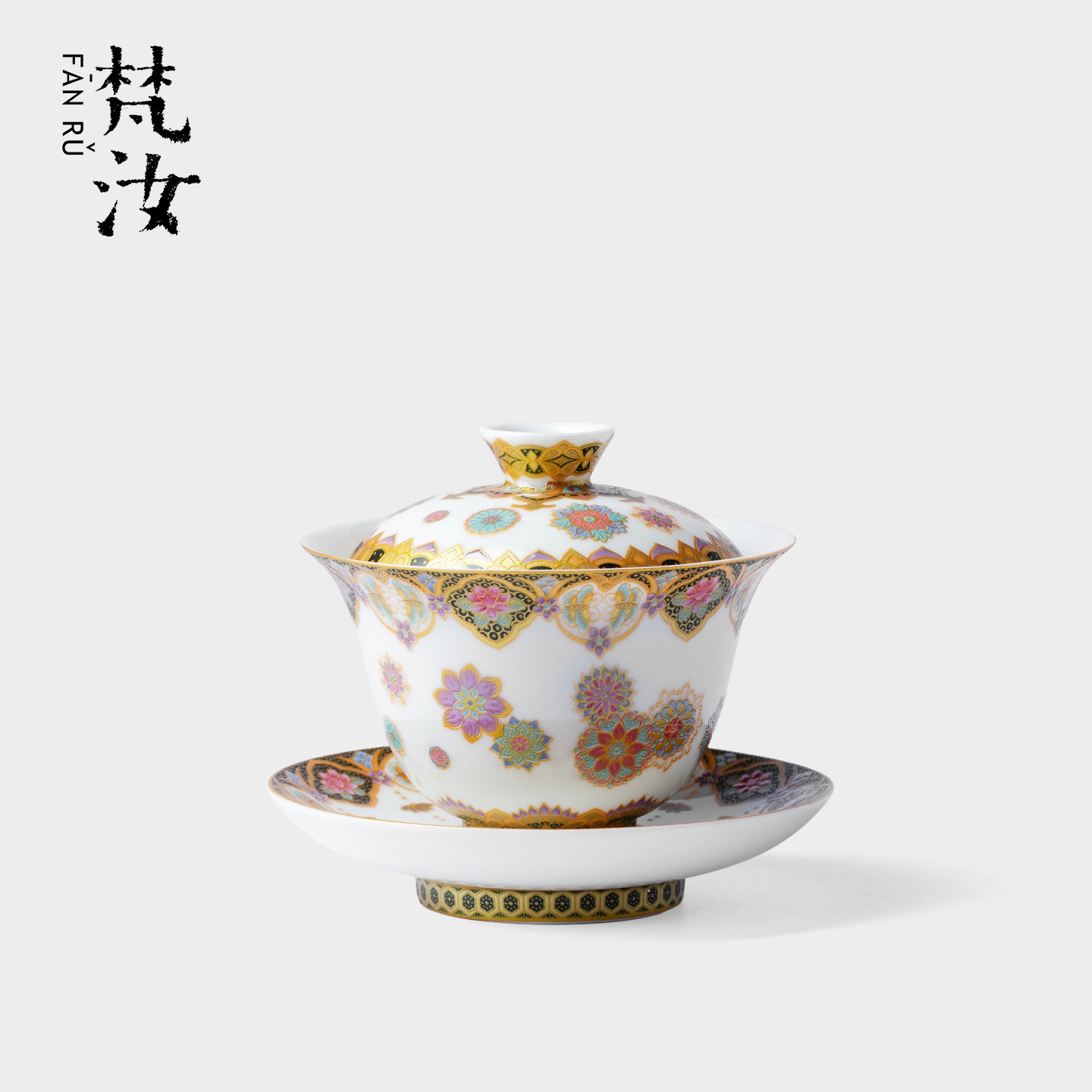 梵汝金莳绘百花宴三才盖碗高档中式陶瓷泡茶碗高档功夫茶具沏茶碗,餐饮具,盖碗,淘宝优惠券,粉丝福利购,淘宝优惠卷