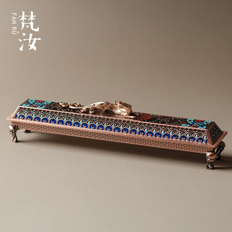 梵汝珐琅创意卧式线香盒檀香沉香鹅梨帐中香薰炉中式茶道香炉家用