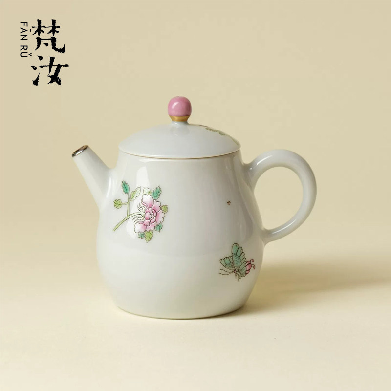 景德镇手绘釉下粉彩小花小品壶