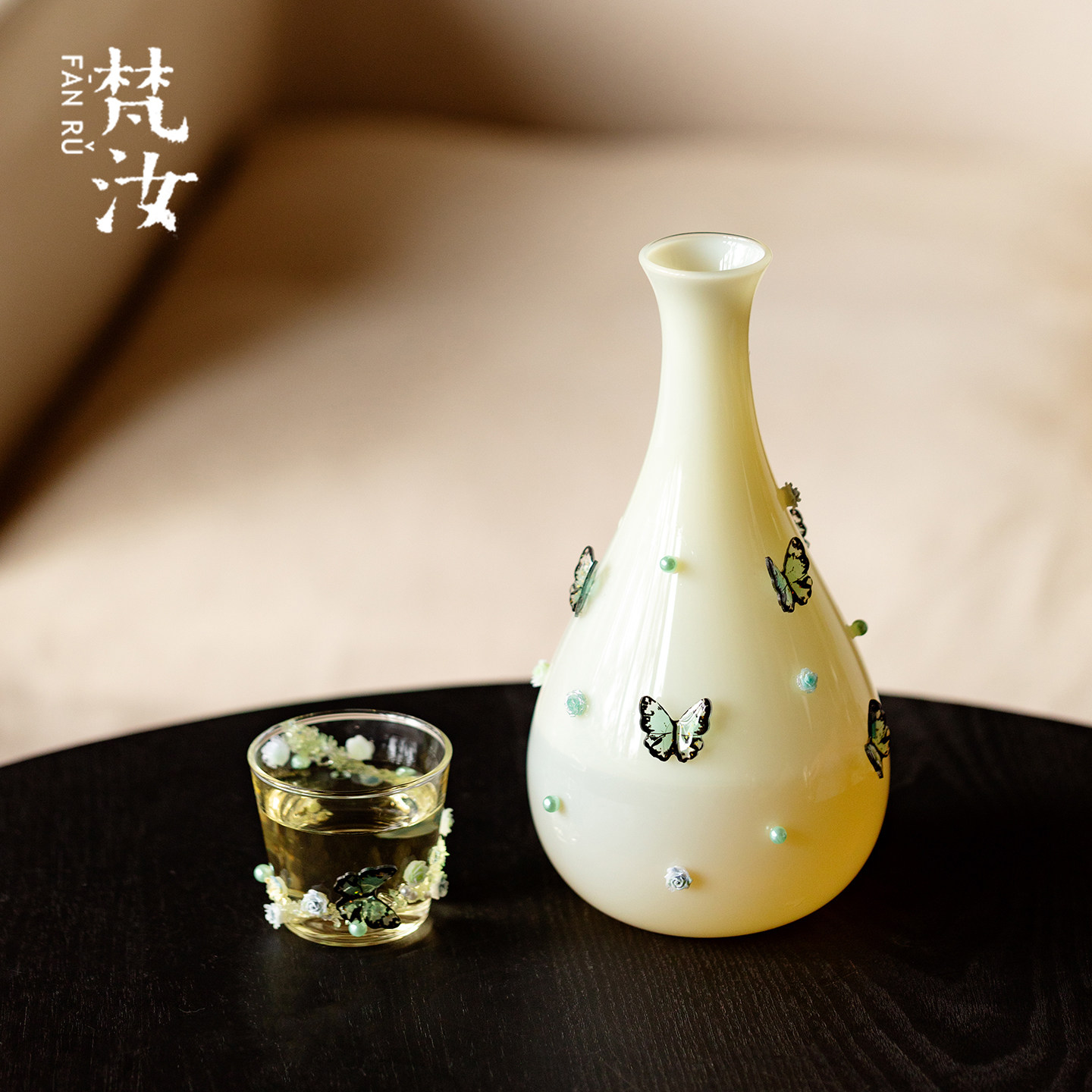 梵汝 青影蝶玻璃红酒醒酒器凉水瓶玻璃杯diy手工分享壶花茶冷萃瓶