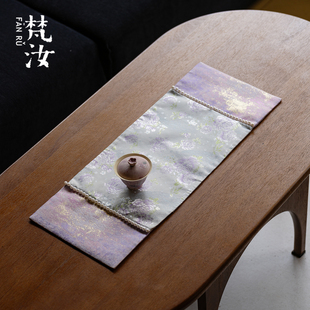 紫绮珠花织锦双面茶席家用隔热茶桌垫新中式 梵汝 创意拼接干泡席